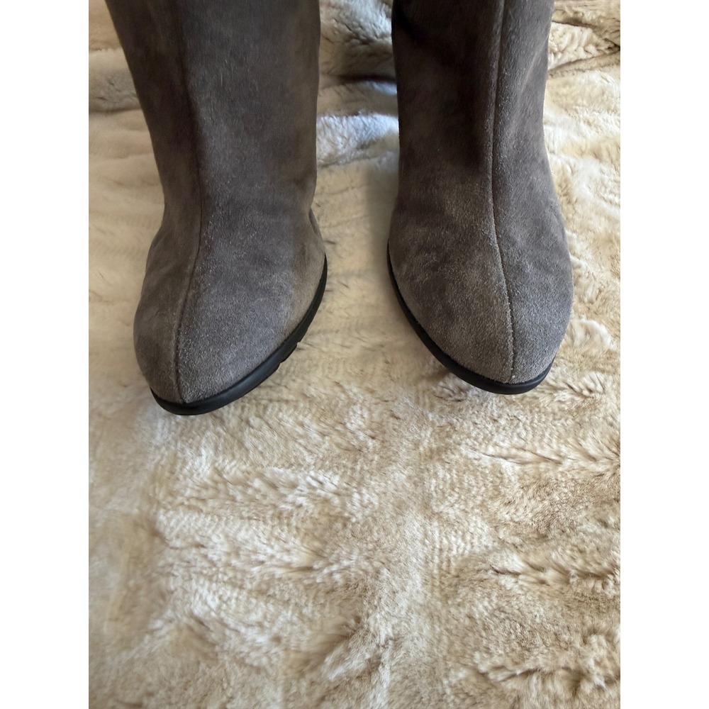 Aquatalia Suede Faux Fur Trim Mid Calf Heel Boots Women's 10 - Picture 7 of 9